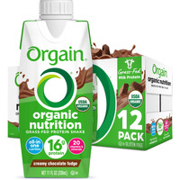 Orgain Organic Nutritional Protein Shake, Creamy Chocolate Fudge - 16G Grass Fed Whey Protein, Meal Replacement, 20 Vitamins & Minerals, Fruits & Vegetables, Gluten Free, Non-Gmo, 11 Fl Oz (12 Pack)