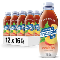 Snapple Zero Sugar Peach Tea, 16 Fl Oz Recycled Plastic Bottle (Pack Of 12)