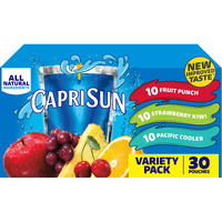 Capri Sun Fruit Punch, Strawberry Kiwi & Mixed Fruit Variety Pack Ready-To-Drink Juice (30 Pouches, 3 Boxes Of 10), Packaging May Vary