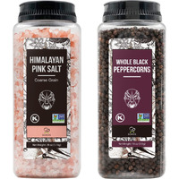Soeos Himalayan Pink Salt 39 Oz + Whole Black Peppercorns 18 Oz, Kosher Bulk, Coarse Salt, For Grinder Refill, Peppercorns, Pepper And Grinder, Non-Gmo Verified, Kosher, Spice Seasoning Set For Cooking