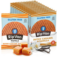 Rip Van Wafels Gluten-Free Stroopwafel - Dutch Caramel & Vanilla Stroopwafels Healthy Snacks Non-Gmo Low Sugar (6G) Calorie, 12 Count