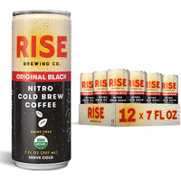 Rise Brewing Co. Original Black Nitro Cold Brew Coffee, No Sugar, Vegan, Organic & Non-Gmo, Low Acidity, 7 Fl. Oz. Cans (12 Pack)