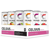 Celsius Fitness Drink 9-Flavor Variety Pack, Zero Sugar, Slim Can 12 Fl Oz (Pack Of 12)
