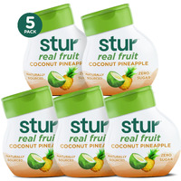 Stur Liquid Water Enhancer | Coconut Pineapple | Naturally Sweetened | High In Vitamin C & Antioxidants | Sugar Free | Zero Calories | Keto | Vegan | 5 Bottles, Makes 120 Drinks
