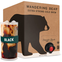 Wandering Bear Straight Black Organic Cold Brew Coffee On Tap, Iced Coffee, 128 Fl Oz (1 Gallon) - Extra Strong, Smooth, Unsweetened, Shelf-Stable, Ready To Drink, Cold Brewed Coffee, Cold Coffee