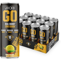 Jocko Go Energy Drink - Keto, Vitamin B12, Vitamin B6, Electrolytes, L Theanine, Magnesium- All Natural Energy Boost, Sugar Free Nootropic Monk Fruit Blend - 12 Pack (Iced Tea - Lemonade Flavor)