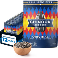 Chinook Seedery Roasted Jumbo Sunflower Seeds - Keto Snacks, Gluten-Free, Non-Gmo, Original Flavor 4 Oz (12-Pack)