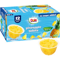 Dole Pineapple Tidbits With No Sugar Added^^ - Dole Fruit Bowls Snacks - 4 Oz Fruit Bowls - 12 Pack