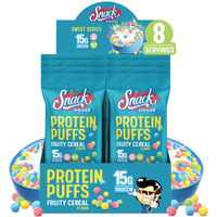 Keto Cereal By Snacks House, High Protein Low Carb Healthy Breakfast Food - Gluten & Grain Free Crunch - Paleo, Diabetic, Ketogenic Diet Friendly Cereals - 8 Pack (Fruity Puffs)