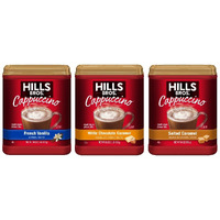 Hills Bros. Instant Cappuccino Mix, French Vanilla, Salted Caramel, & White Chocolate Caramel Variety Pack (Pack Of 3) - Convenient Instant Hot Or Iced Coffee, Frothy & Rich Flavor - Just Add Water