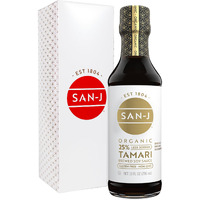 San-J - Organic Gluten Free Tamari Soy Sauce With 25% Less Sodium - Specially Brewed - Made With 100% Whole Soy - 10 Oz. Bottle