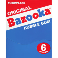 Bazooka Bubble Gum 6 Piece Wallet Pack (Pack Of 12) Pink Chewing Gum In Original Flavor - Fun Old Fashioned Candy For Halloween Parties And Trick Or Treaters