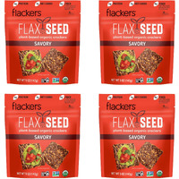 Flackers Organic Savory Flaxseed Crackers, Gluten Free, Non Gmo, Vegan, Keto Snack, 8G Fiber, 3G Net Carbs, 5 Ounce 4-Pack