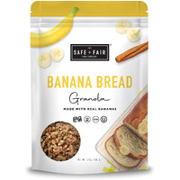Safe + Fair Banana Bread Granola - Gluten-Free, Dairy Free And Vegan Breakfast, Snack Or Dessert - Free From Top 9 Allergens, Trans Fat And Artificial Ingredients - Non Gmo, 12Oz