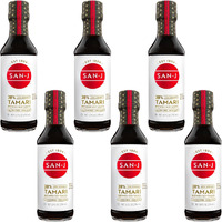 San-J - Gluten Free Tamari Soy Sauce With 28% Less Sodium - Specially Brewed - Made With 100% Soy - 10 Oz. Bottles - 6 Pack