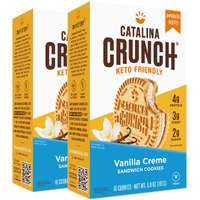 Catalina Crunch Vanilla Crme Sandwich Cookies, Healthy Snacks For Kids & Adults, Vegan, Low Sugar 2G, Low Carb, High Protein 4G & Fiber 3G, Keto Friendly, Plant Based, 6.8 Oz (Pack Of 2)