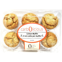 Low Carb Lemon Muffins [6-Pack] By Carb-O-Licious- Delicious Keto Muffins With Only 3 Net Carbs Each- Sugar Free Healthy Snack With Almond Flour- Best Tasting Low-Carb Diet Treat Ever! (1 Pack Of 6 Muffins, Lemon)