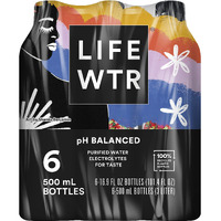 Lifewtr, Premium Purified Water, Ph Balanced With Electrolytes For Taste, 16.9 Fl Oz (Pack Of 6)