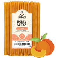 The Honey Jar Peach Flavored Honey Sticks - Pure Honey Straws For Tea, Coffee, Or A Healthy Treat - One Teaspoon Of Flavored Honey Per Stick - Made In The Usa With Real Honey - (50 Count)