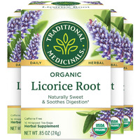 Traditional Medicinals Organic Licorice Root Herbal Tea, Soothes Digestion - 64 Tea Bags Total, 16 Count (Pack Of 4)