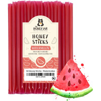 The Honey Jar Watermelon Flavored Honey Sticks - Pure Honey Straws For Tea, Coffee, Or A Healthy Treat - One Teaspoon Of Flavored Honey Per Stick - Made In The Usa With Real Honey - (50 Count)