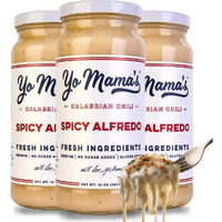 Yo Mamas Foods Gourmet Keto Spicy Alfredo Pasta Sauce | (3) 16 Ounce Glass Bottles | Our Spicy Sauce Is Low Carb, Paleo, Gluten Free, Low Calorie And Is Made With Only The Freshest Ingredients!