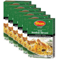 Shan Bombay Biryani Recipe And Seasoning Mix 2.11 Oz (60G) - Spice Powder For Meat And Potato Layered Pilaf - Suitable For Vegetarians - Airtight Bag In A Box (Pack Of 6)