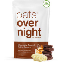 Oats Overnight Chocolate Peanut Butter Banana - Overnight Oats With 20G Protein, High Fiber Breakfast Protein Shake - Gluten Free Oatmeal, Non Gmo High Protein Oatmeal (2.8 Oz Per Meal) (24 Pack)