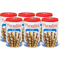 Pirouline - Vanilla Rolled Wafers - Rolled Wafer Sticks, Crme Filled Wafers, Rolled Cookies For Coffee, Tea, Ice Cream, Snacks, Parties, Gifts, And More - 14.1Oz Tin 6 Pack