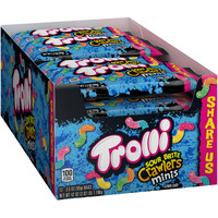 Trolli Sour Brite Crawlers Mini Sharepack, Sour Gummy Worms, 3.5 Ounce Packs (Pack Of 12)