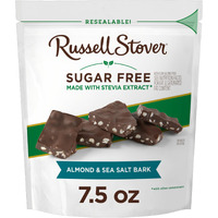 Russell Stover Sugar Free Dark Chocolate Almond & Sea Salt Bark, 7.5 Oz Bag ( 24 Pieces)