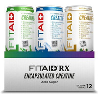 Fitaid Rx Zero Sugar, Encapsulated Creatine, Post-Workout Recovery Zero Sugar Drink, All-In-One Blend, Bcaas, Glucosamine, Turmeric, B-Complex, Electrolytes, Variety Pack, 12 Fl Oz (Pack Of 12)