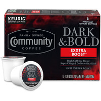 Community Coffee Dark & Bold Exxtra Boost 12 Count Coffee Pods, Compatible With Keurig 2.0 K-Cup Brewers, 12 Count (Pack Of 1)