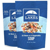 Thousand Lakes 32 Bean And 8 Vegetable Dry Soup Mix - 2-Pack 16 Ounces (2 Pounds Total) | Low Sodium | No Fat | High Fiber | 40+ Servings | Vegan