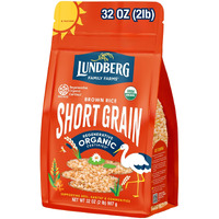 Lundberg Organic Brown Rice, Short Grain - Whole Grain Rice That Clings Together When Cooked, Subtle Nutty Flavor, Healthy Food, Vegan, Pantry Staples, Organic Rice Grown In California, 32 Oz