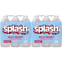 Splash Refresher, Wild Berry Flavor Water Beverage, 16.9 Fl Oz Plastic Bottles (24 Count)