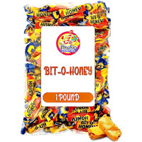Bit-O-Honey Candy - 1 Lb Bulk Bag - Individually Wrapped Retro Candy - Real Honey And Almond Taffy (Approx 65 Pieces)