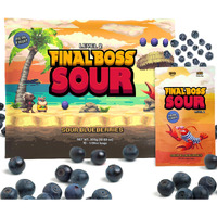 Final Boss Extremely Super Sour Candy, Natural Chewy Blueberry Gummies Made With Dried Fruit, Free Of Artificial Colors, Low Calorie Healthy Snack For Kids & Adults, 1.06Oz, 10 Pack (Lvl 2 Sourness)