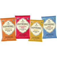 Puffworks Four Flavor Variety Pack Organic Peanut Butter Puffs (Original, Pbj, Dark Chocolate, Honey), Plant-Based Protein Snack, Gluten-Free, Kosher 1.2Oz Ounce (Pack Of 12)