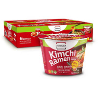 Jongga Kimchi Ramen With Real Kimchi 4.9 Oz Pack Of 6, Korean Instant Hot And Spicy Noodle Soup, Authentic Savory Ramen Bowl, Quick And Convenient