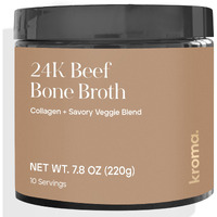 Kroma Premium Grass Fed Beef Bone Broth, Dairy & Gluten Free Powder Mix With Collagen, Protein, Turmeric, & Other Organic Ingredients, Promotes Gut Health & Healthy Skin, Hair & Nails, 10 Servings