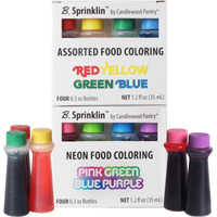 B. Sprinklin Assorted Liquid Food Coloring Kit, 8 Bottles, 0.3 Fl Oz / Neon (4) And Regular (4) Colors - Vibrant Food Dye For Slime Crafts, Eggs, Frosting And Cake Decorating By Candlewood Pantry