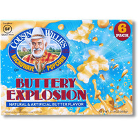 Cousin Willie's Microwave Popcorn Bags, Buttery Explosion (8 Boxes, 48 Bags), Gourmet Popcorn Boxes For Party, Whole Grain Popcorn, Gluten Free, Low Calorie Healthy Snack, Made In Usa, Non-Gmo