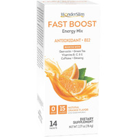 Wonderslim Fast Boost Energy Drink Mix With B12, Orange, Multivitamins, Antioxidants, No Sugar, Gluten Free, Keto Friendly & Low Carb (14Ct)