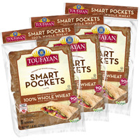 Toufayan 100% Whole Wheat Smart Pockets Pita Bread | Vegan (3 Pack)