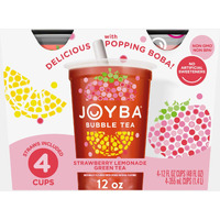 Joyba Bubble Tea Strawberry Lemonade Green Tea, 4 Pack, 12 Fl. Oz. Cups