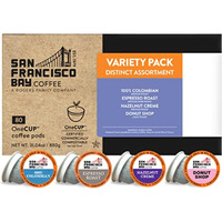 San Francisco Bay Compostable Coffee Pods - Assorted Variety Pack (80 Ct) K Cup Compatible Including Keurig 2.0, Donut Shop, Colombian, Hazelnut, Espresso