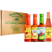 Walkerswood Hot & Savory Sauce Kit - 1 X 6Oz Fire Stick Sauce, 1 X 6Oz Hot Jonkanoo Pepper Sauce, 1 X 6Oz Zesty Caribbean One Stop Sauce, 1X 6Oz Las'Lick Jerk Sauce