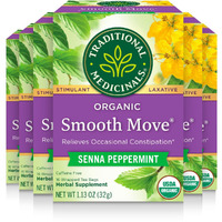 Traditional Medicinals Tea, Organic Smooth Move Peppermint, Relieves Occasional Constipation, Senna, 16 Count (Pack Of 6)