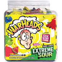 Warheads - Extreme Sour Hard Candy - Sour Apple, Black Cherry, Blue Raspberry, Lemon & Watermelon Flavors - 34 Oz. Tub With 240 Pieces Of Candy
